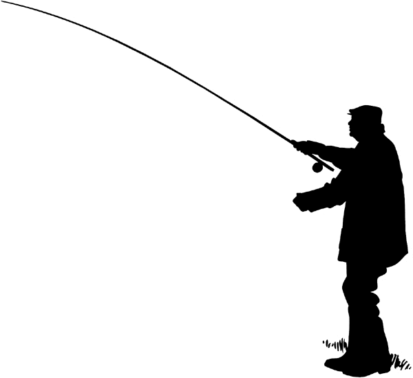 Fly fishing in silhouette vinyl sticker. Customize on line. Fishing 038-0087